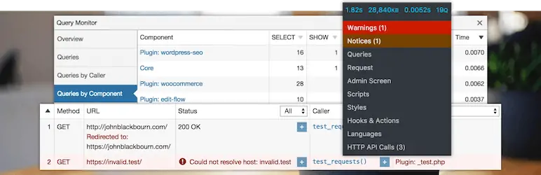 如何修复WordPress后台响应速度慢 - 晓得博客 Query Monitor寻找大型插件